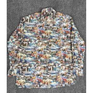 Maus Hoffman Solemare Collection Men's‎ Button Up Shirt Winter Print Size L